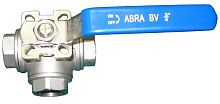 Кран шаровой резьба с ISO фл.трехходовой SS316 ABRA-BV15-065 T-порт